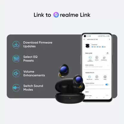 realme Buds Q2 with Active Noise Cancellation Bluetooth Headset (Black, In the Ear) realme Buds Q2 with Active Noise Cancellation Bluetooth Headset (Black, In the Ear)